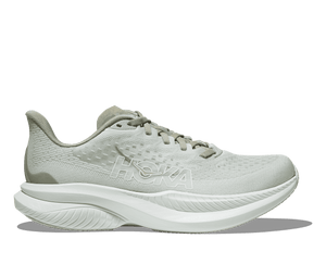 This Mach 6 has a very light green upper and a off white midsole. 