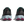 Black and gray athletic shoes with pink sole on a transparent background