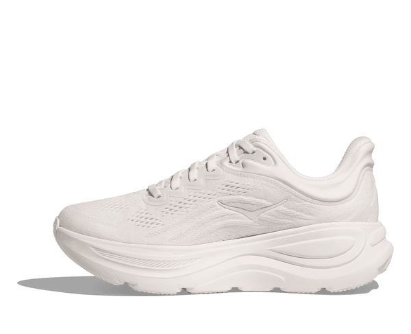 The Hoka logo is stitched in the middle on the medial side of the upper in white thread. 