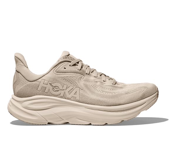 This Clifton 10 has a tonal look with a cream upper and midsole. 