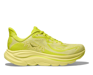 This Clifton 10 has a monochromatic look with a bright yellow upper and midsole. 