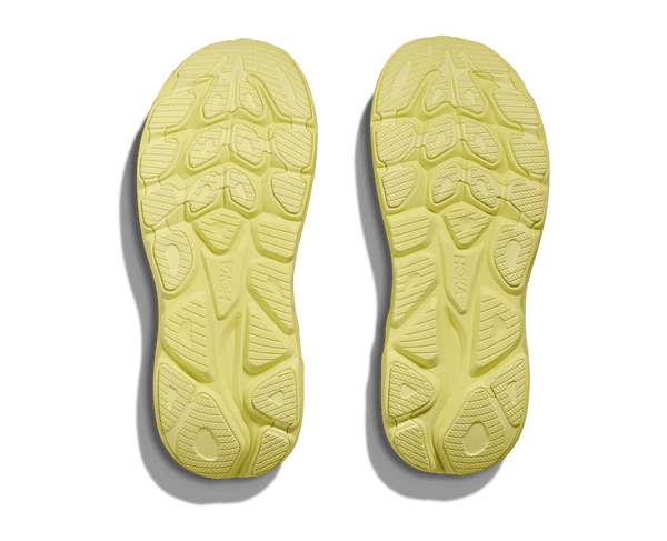 Yellow rubber is used on the outsole to match the yellow midsole. 
