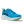 A blue and green line runs through the middle of the white midsole. 