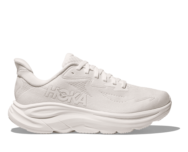 This Clifton 10 has a tonal look with a white upper and white midsole. 