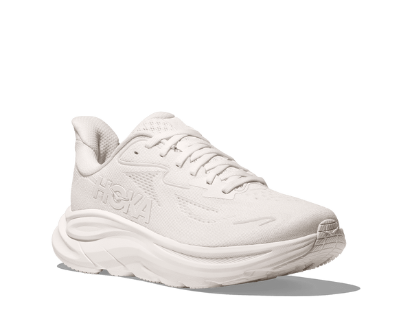 Hoka is stitched on the lateral side of the upper in white thread. 