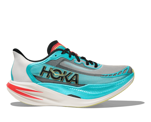 This shoe has a upper with a white base color with blue and grey overlays. 