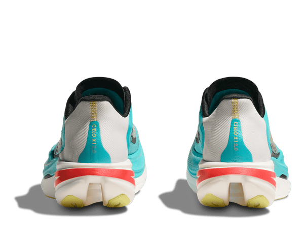 The heel of this shoe has a red horizontal stripe on the midsole. 