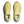 Pair of light yellow running shoes with white soles on a transparent background