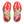 Close-up of red, white, and yellow outsole pattern of a Hoka Arahi 8.