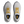 A birds-eye view of this shoes a navy blue insole and yellow Hoka logo printed at the bottom of the laces on the upper. 