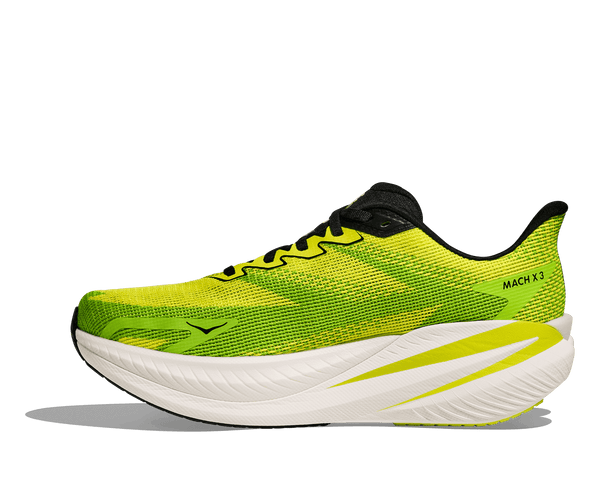 Mach X 3 is printed near the heel on the medial side of the upper in black lettering. 