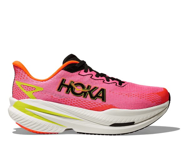 This Mach X 3 has a hot pink upper and a white midsole. 