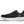 Black running shoe with white sole on a transparent background