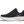 Black running shoe with white sole on a transparent background