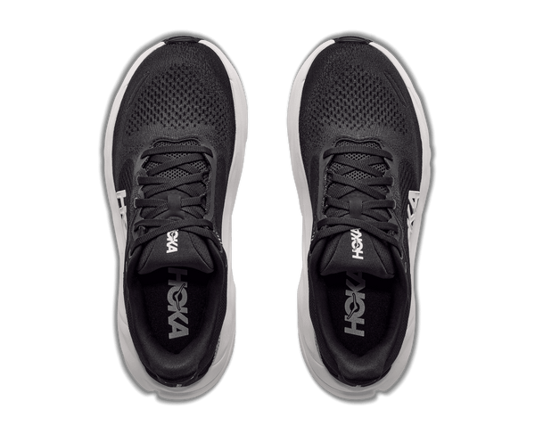 Black and white running shoe on a white background