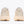 Pair of beige running shoes shown from the back on a white background