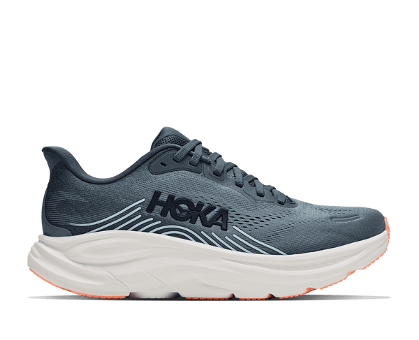 Running shoe with a white midsole and navy upper