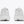 White athletic shoes shown from the back on a white background