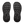 A pair of black shoe soles shown from the bottom against a solid green background.