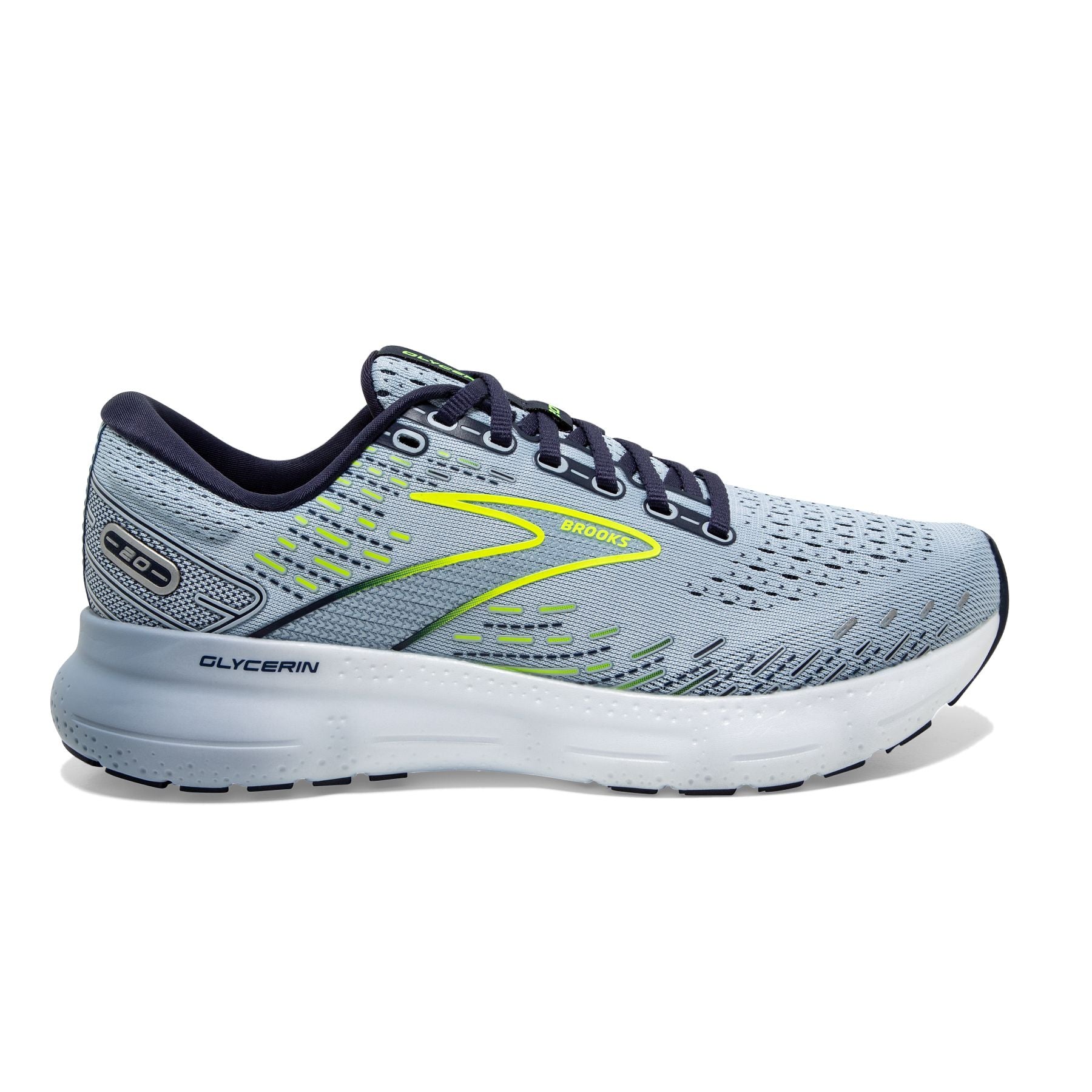 Lateral view of the Women's Glycerin 20 in the color Light Blue/Peacoat/Nightlife