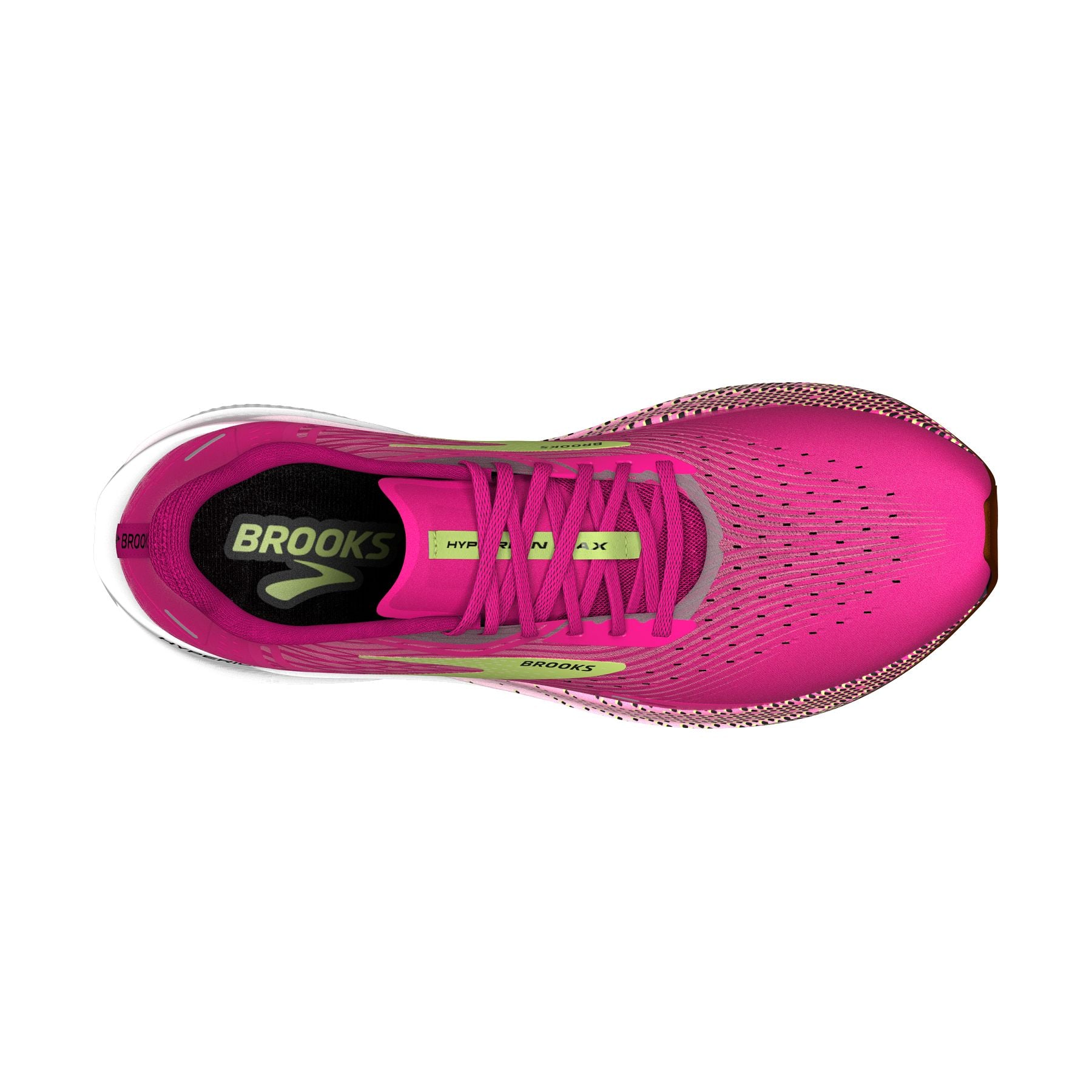 Top view of the Women's Hyperion Max by Brook's in the color Pink Glo/Green/Black