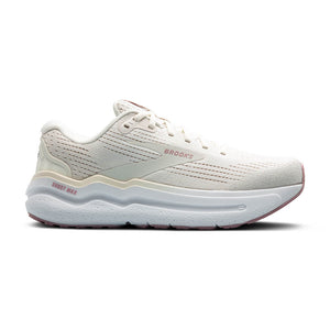 White running shoe with 'Brooks' branding on a white background.