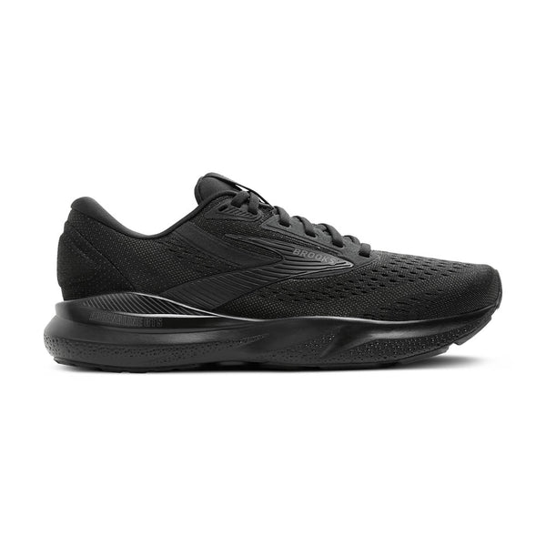 This women's Adrenaline GTS 24 comes in all black with a black upper and black midsole. 