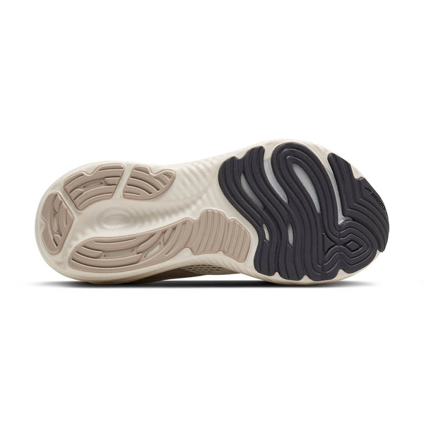 Deep purple rubber is used on the outsole of the shoe around the toe white off-white rubber is used around the heel. 