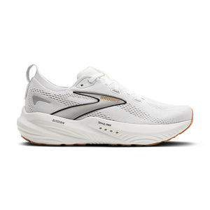 White Brooks unning shoe with gray accents on a white background.