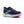 Navy running shoe with pink sole on a white background.