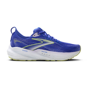 This Glycerin 22 has a cobalt blue upper and a white midsole with neon yellow accents. 