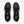 Black running shoes with white soles on a white background