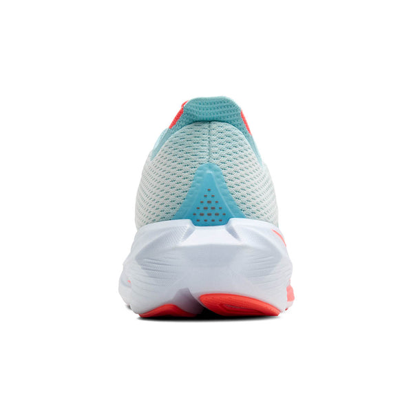 Back view of a women's Hyperion 3 running shoe with white, blue, and red design on a white background