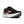 Black and white running shoe with pink accents on a white background.