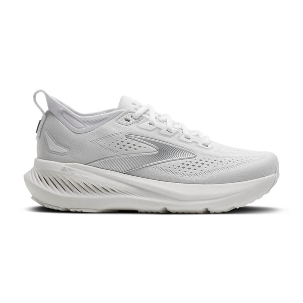 Gray and brown athletic shoe on a white background