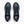 Pair of navy running shoes with white soles on a white background
