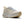 Beige running shoe with a white sole on a white background
