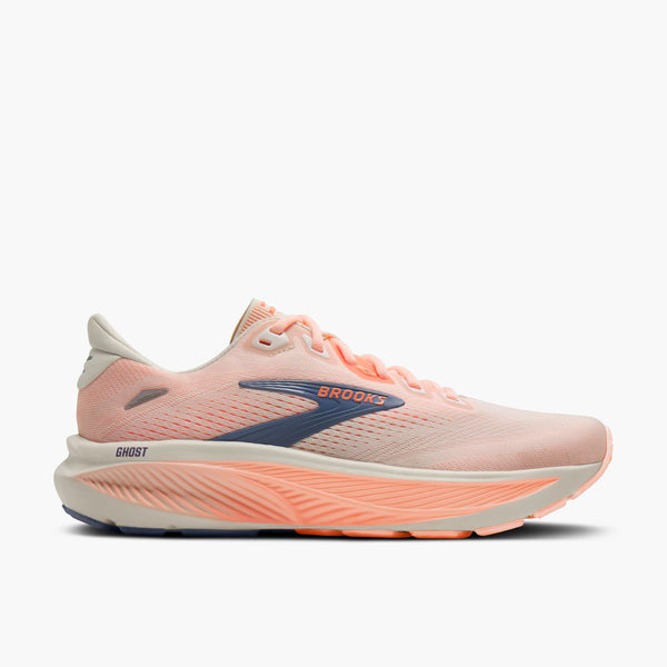 This Ghost 18 has a pink upper and midsole. 