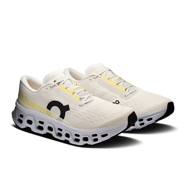 White running shoes with blue accents on a transparent background