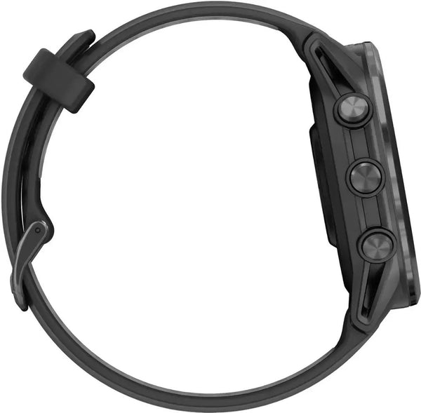 Black smartwatch with a clear face on a white background