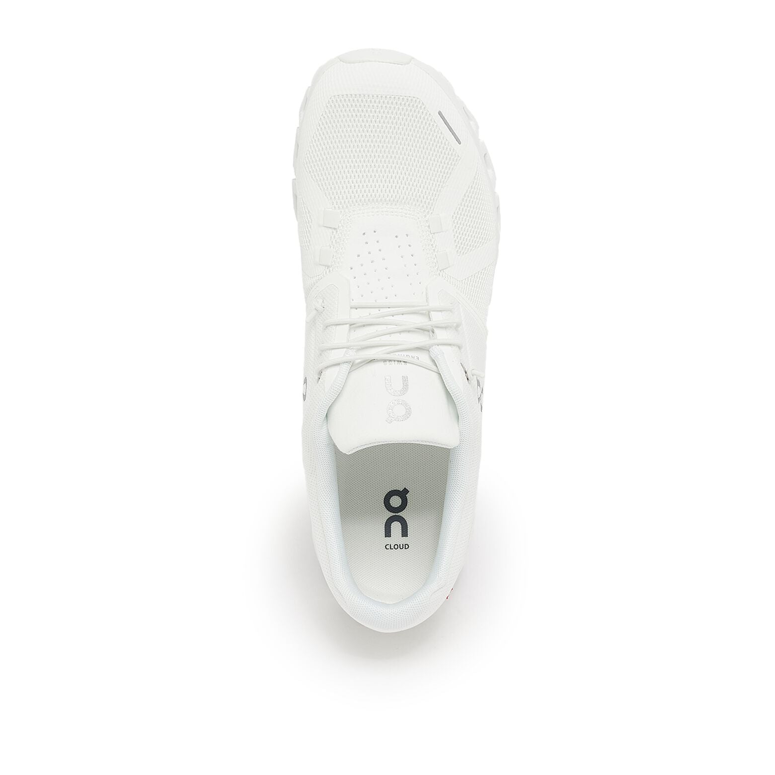 Top view of the Men's ON Cloud 5 in the color Undyed White/White