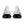 A pair of white and black running shoes shown from the back, featuring a textured white upper and a chunky black midsole and outsole, on a solid white background.