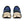 Back view of blue and black running shoes with 'On' branding on a white background.