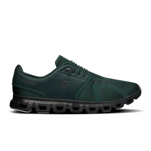 Dark Green running shoe with visible On  branding on a white background