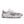 Gray athletic shoe with white sole on a white background