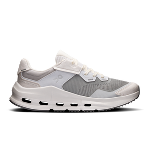 Light blue and white running shoe with 'On' branding on a white background