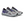 A pair of men's on running shoes with black shoe laces adn a indigo lace protector.