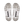 Top view of a pair of gray and white athletic shoes on a white background
