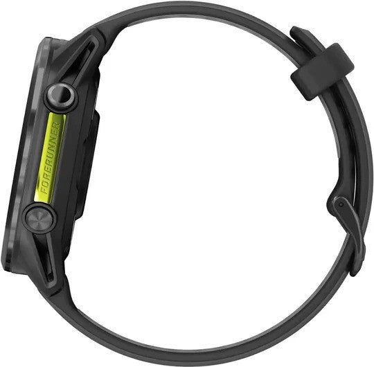 Black and gray watch with a visible brand name on a white background