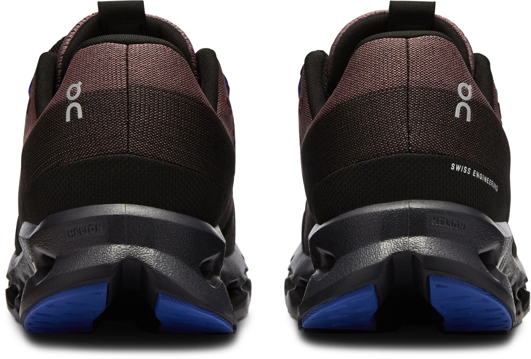 Back view of the Women's Cloudsurfer by ON in the color Black/Cobalt